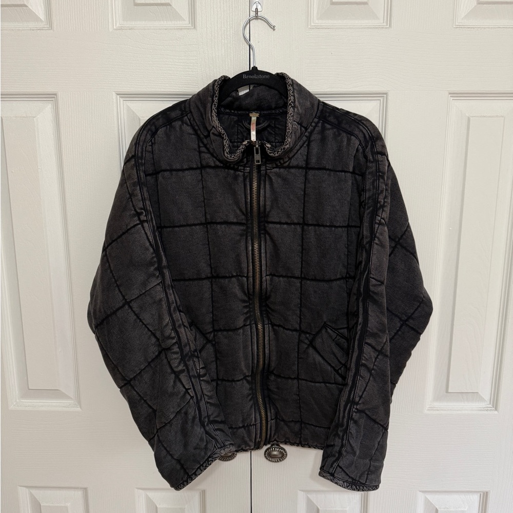 Free People Dolman Black/Grey Quilted Jacket